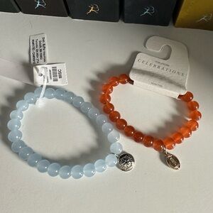 Blue and orange beaded bracelets 
from maurices
